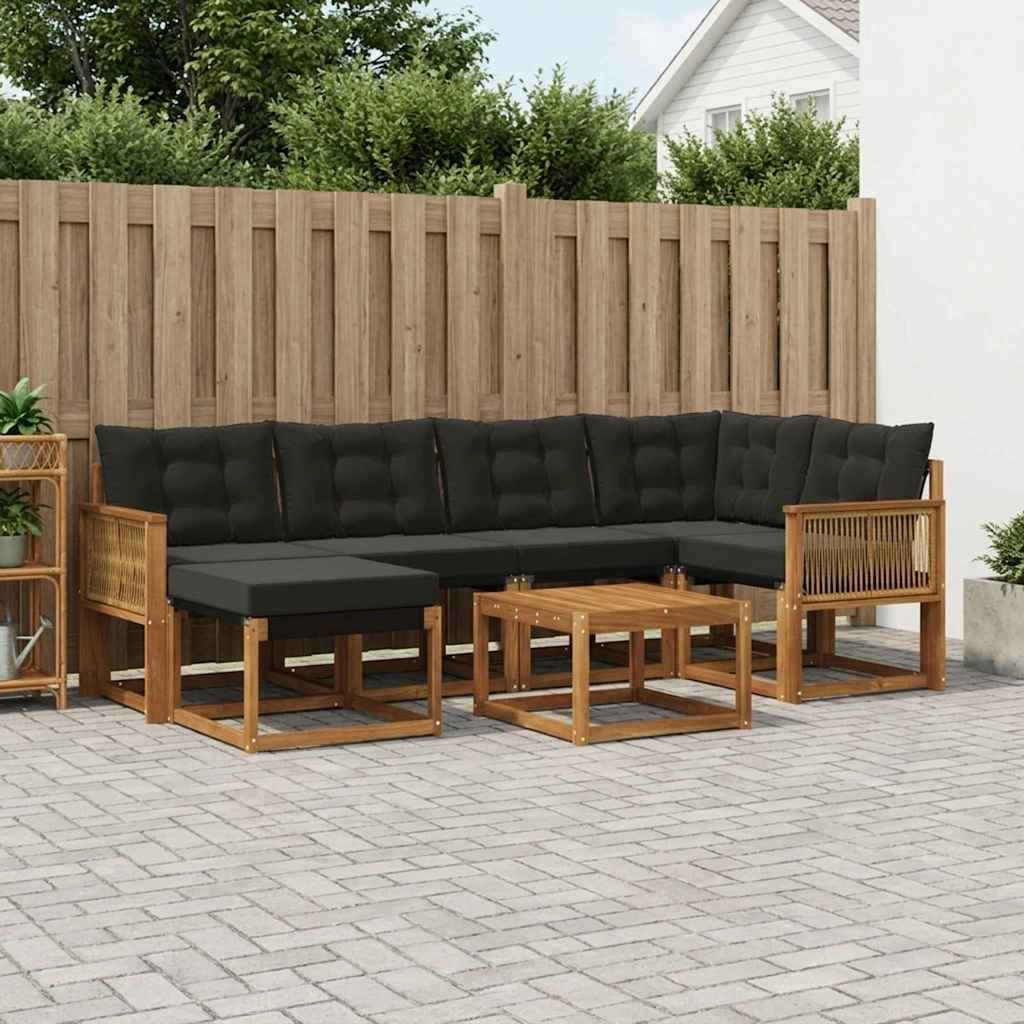 Set di divani da esterno 7 pz Naturale e Nero 3382084