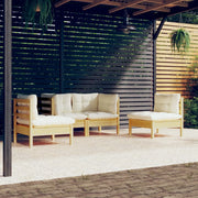 Set Divani da Giardino 4 pz con Cuscini Crema in Massello di Pino 3096172