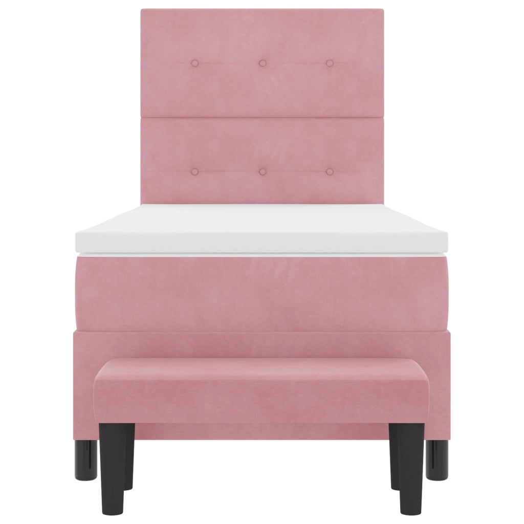Letto a Molle con Materasso e Panca Rosa 80x200 cm Velluto