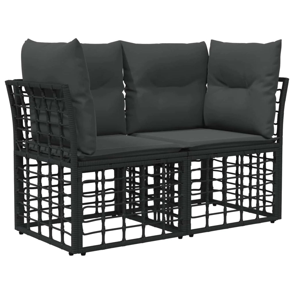 Set Divano da Giardino 9 pz Nero e Grigio scuro polyrattan 3437895