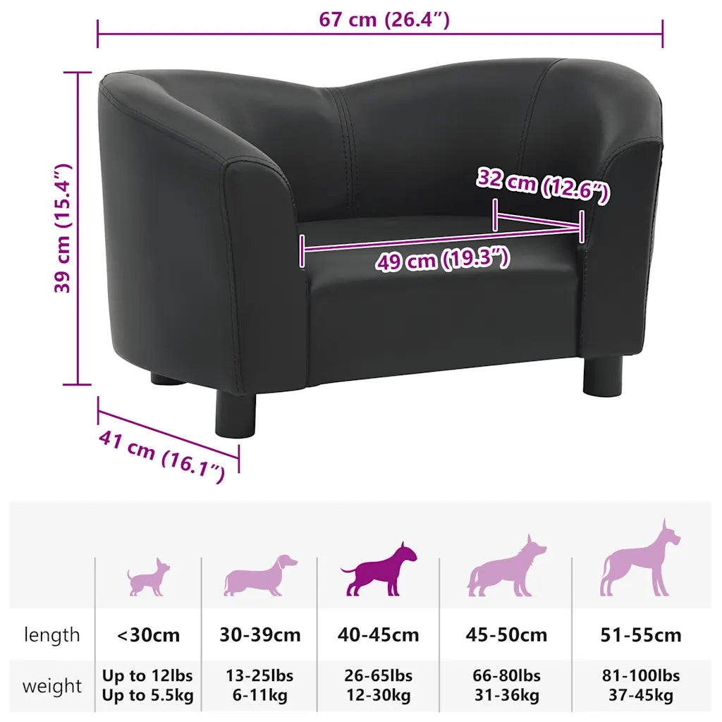 Divano per Cani-Sofa per animali domestici-Divanetto Nero 67x41x39 cm in Similpelle
