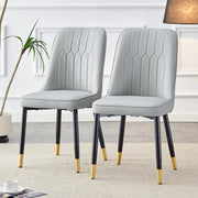 Sedie da Pranzo Set 2 Pezzi ¨C MINIMAL ¨C Grigio Chiaro, Schienale in Ecopelle, Gambe in Metallo Nero