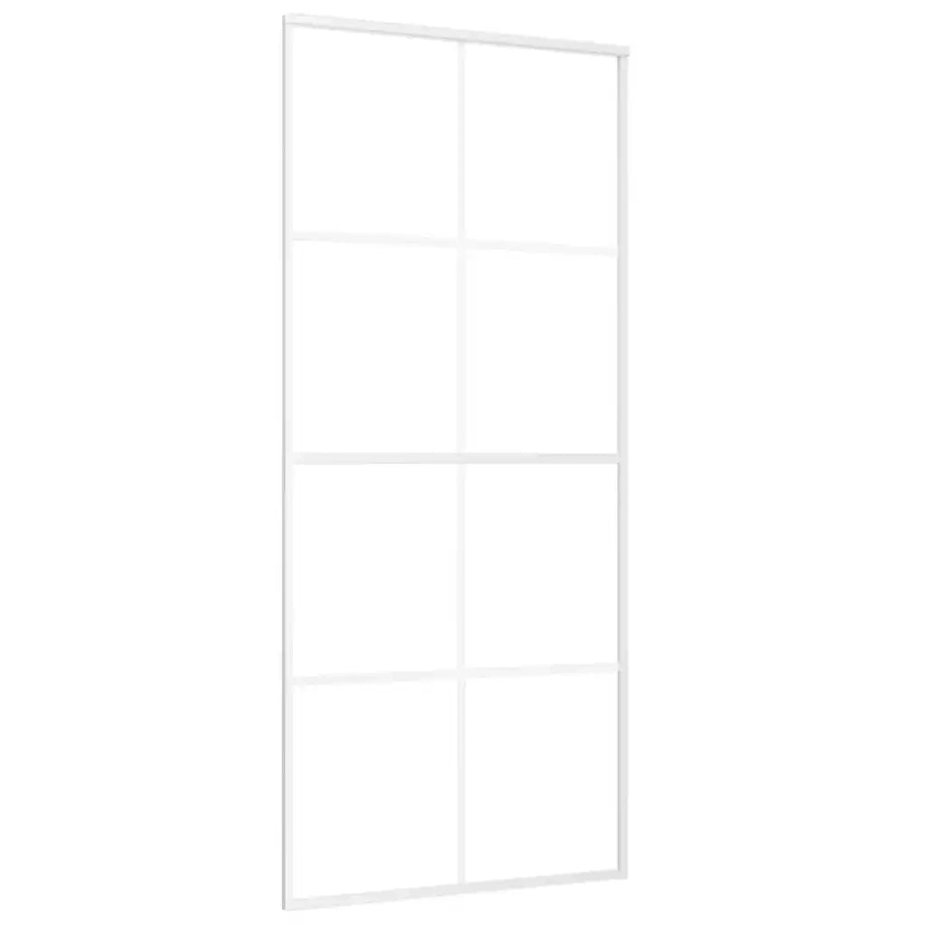 Porta Scorrevole in Vetro ESG e Alluminio 90x205 cm Bianca 151673