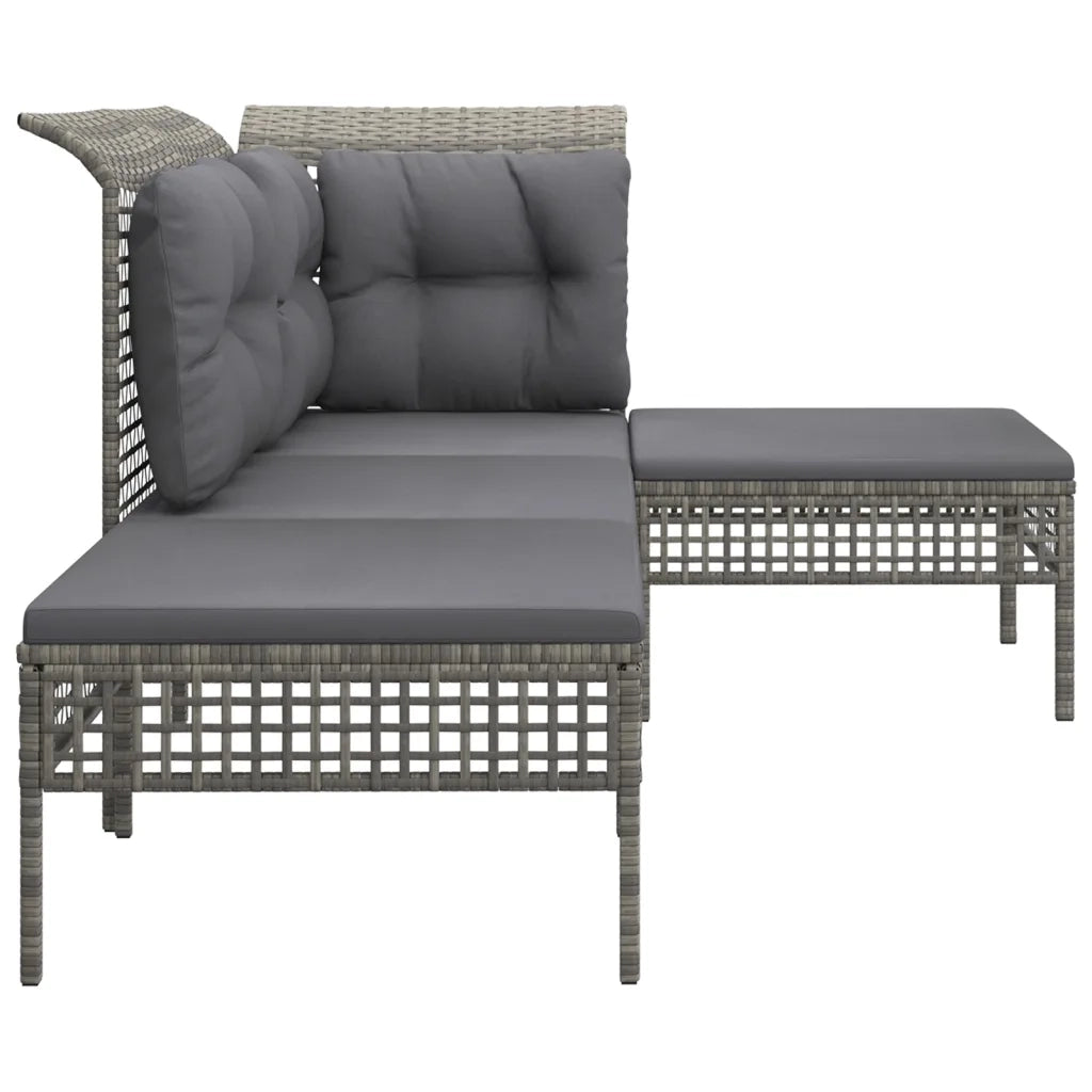 Set Divani da Giardino 4 pz con Cuscini-Sofa da giardino in Polyrattan Grigio 594361