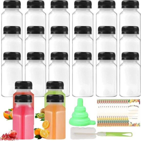 Set di bicchieri da cocktail riutilizzabili (24 pezzi) – Fusto di plastica riutilizzabile 150ml con tappo a vite nero, imbuto per liquidi per facile riempimento, riempimento – bicchieri per matrimoni e feste