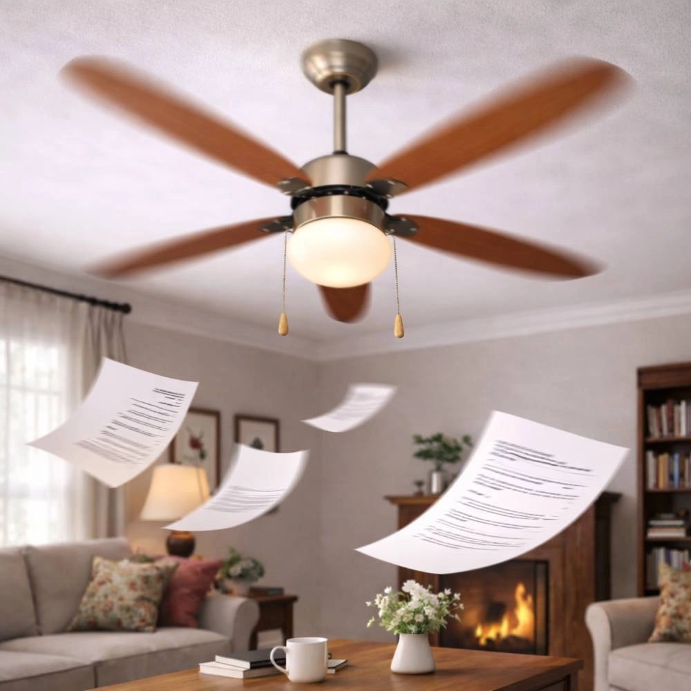 Ventilatore a soffitto di varie colorazioni con luce zephir 5 pale in legno, 3 velocità *** colore marrone, confezio...