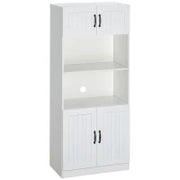 Credenza Cucina Alta con 2 Armadi, 4 ripiani con 5 scomparti ciascuno,Mobile Buffet Stile Country, 70x40x170cm, Bianco e Nero| Aosom Italy
