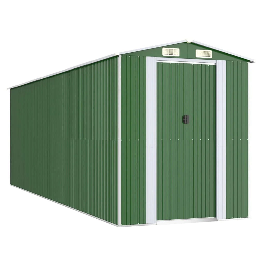 Casetta da giardino cabina ripostiglio casetta da esterno robusta casetta per attrezzi 192 x 606 x 223 cm acciaio zincato verde 02_0022366