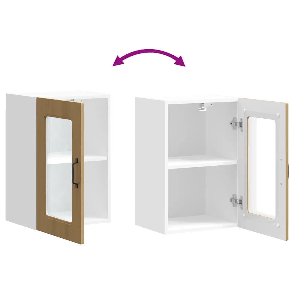 Pensile da Cucina con Porta in Vetro Kalmar Rovere Artigianale