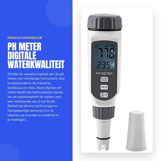 Misuratore di pH - digitale qualità dell'acqua - professionale e portatile - acciaio - misurazione di pH - precisione e facilità d'uso - adatto per...