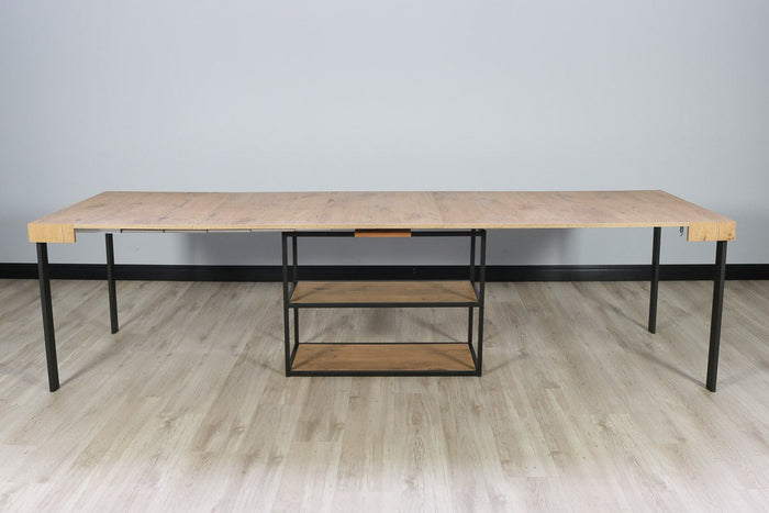 Consolle Allungabile in Legno e Ferro H77x40x90/300cm Plano Quercia Classica