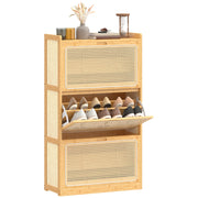 Scarpiera in Bamb¨´ con 3 Cassetti ¨C Zephmum ¨C Naturale 69x29x119,8 cm