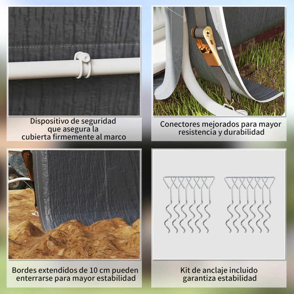 Carpa per Biciclette da Giardino ¨C zephmum ¨C Grigio Scuro 2.4x2x2 m