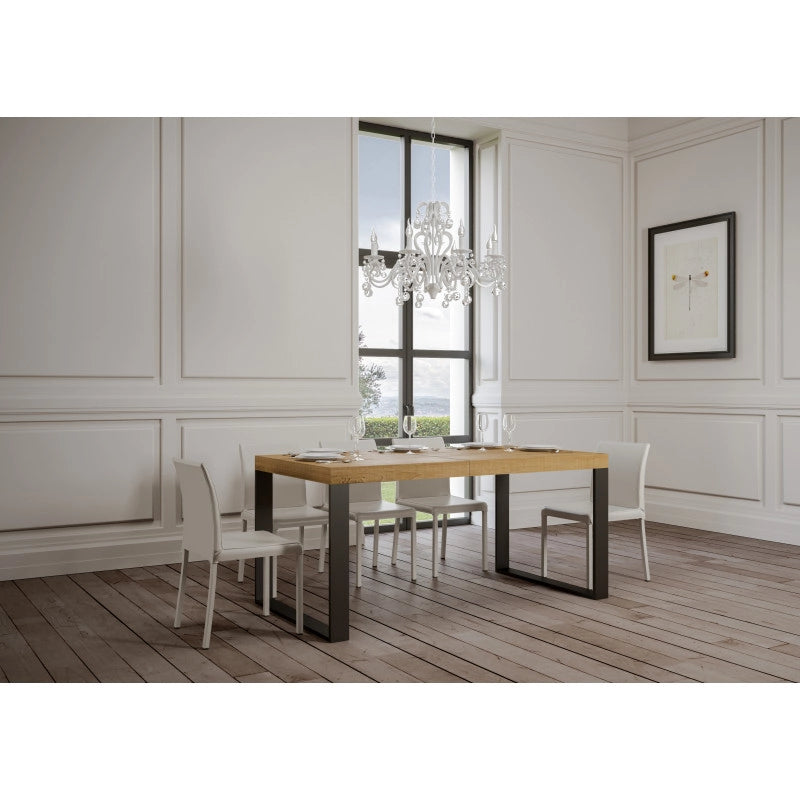 Tavolo allungabile 200/460x90 cm Tecno Premium telaio Antracite - Quercia Natura