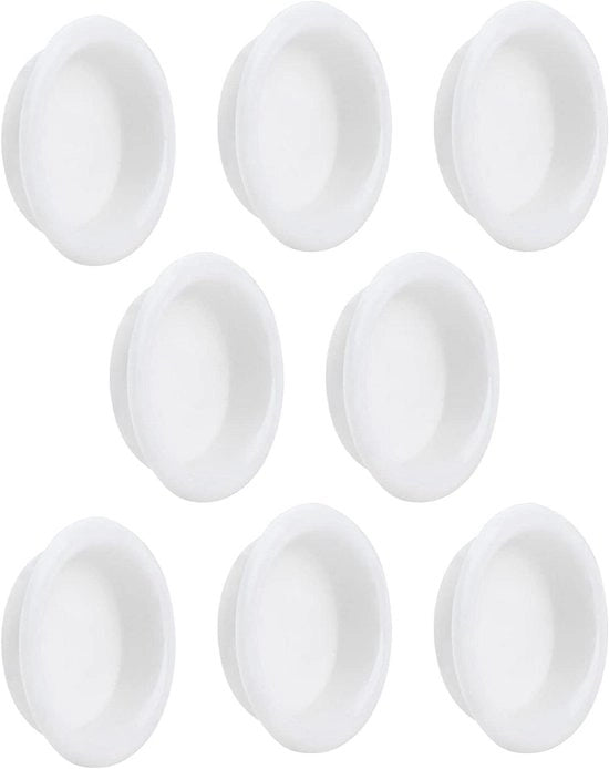 Set di 8 maniglie di apertura a rotazione in plastica per armadietti cucina - Incassate e invisibili - Bianco brillante - Accessori per mobili
