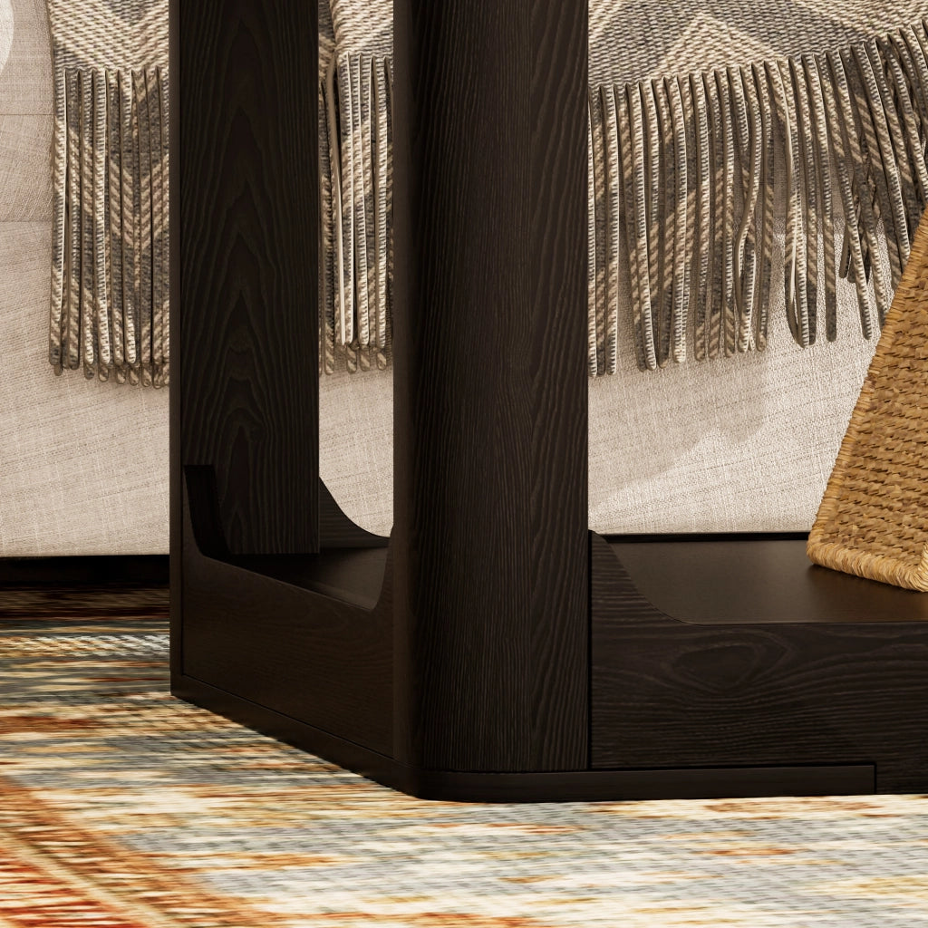 Tavolino basso con 2 vani contenitore, stile moderno, per soggiorno e camera da letto, in MDF, nero, 100 × 50 × 44,5 cm