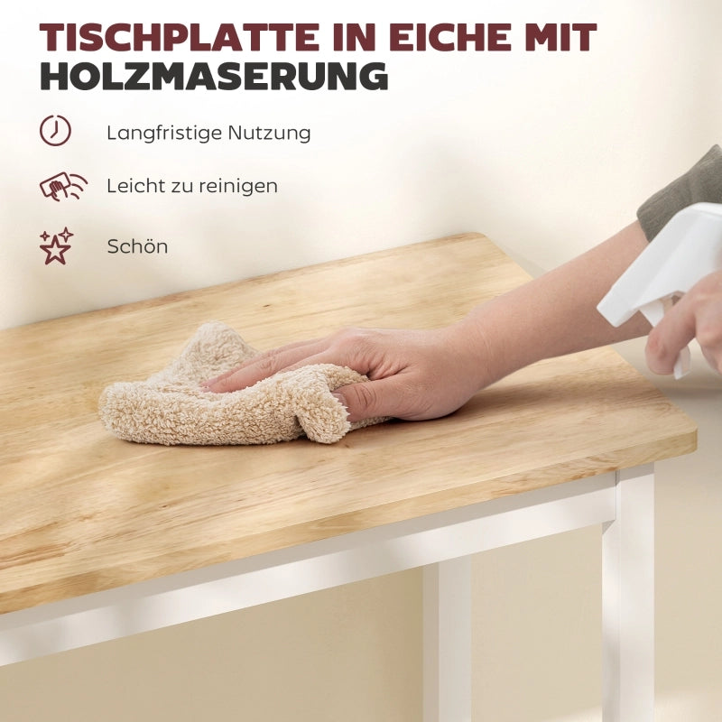 Tavolo da pranzo - bar - effetto rovere - compatto - per 2 persone - legno naturale+bianco