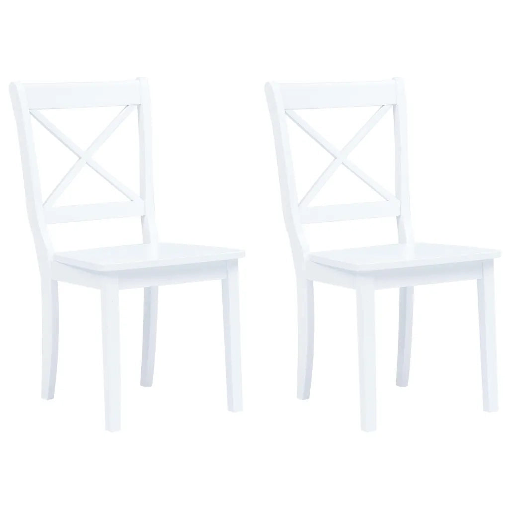 Sedie da Pranzo 2 pz Bianche in Legno Massello di Hevea cod mxl 6710