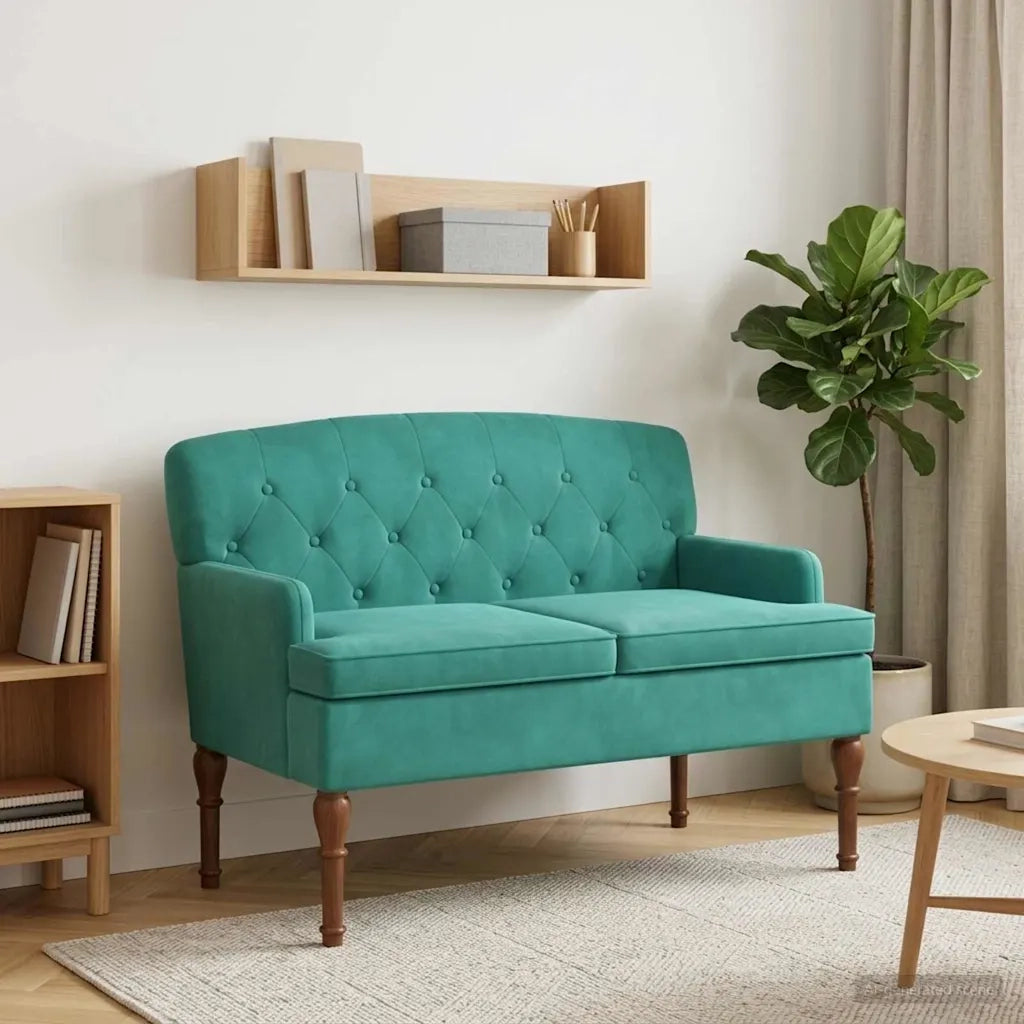 Loveseat con bottoni imbottiti Turchese 111 x 65 x 79 cm 42041853