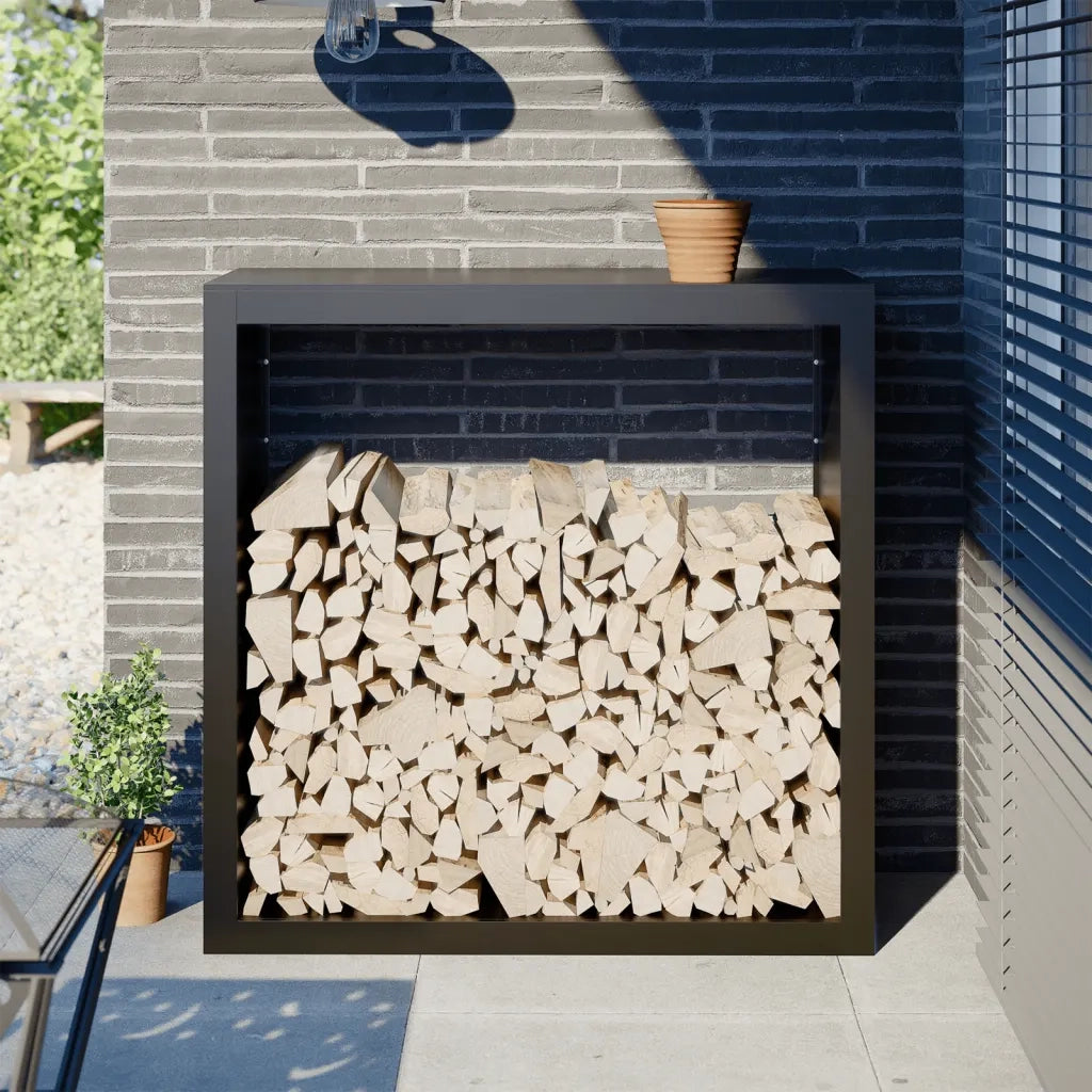 Rastrelliera per Legna da Ardere-Portalegna Nera 100x40x100 cm in Acciaio