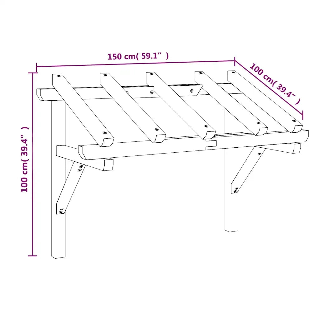 Tettoia per Porta d'Ingresso 150x100x100 cm in Legno di Pino 49452