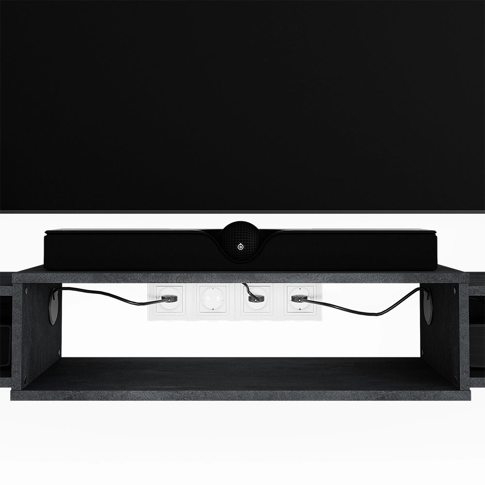 Vicco Mobile tv Calcestruzzo nero 139.7 x 20.3 cm con ripiani aperti