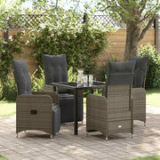 Set da Pranzo per Giardino con cuscino 5 pcs Grigio polyrattan