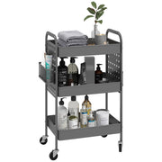 Carrello Multiuso con 3 Ripiani e 4 Ruote ¨C zephmum ¨C Grigio 53.5x30.5x75 cm