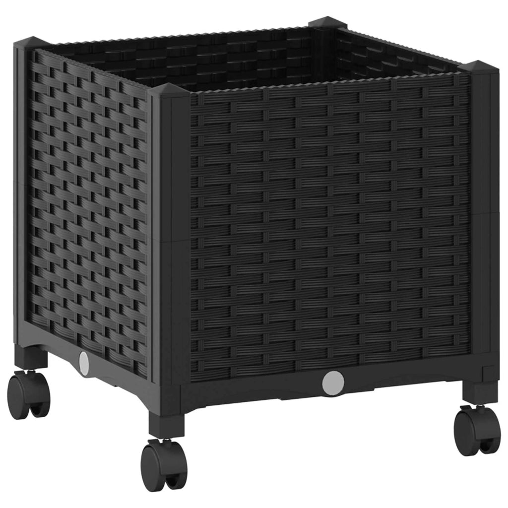Vaso da Giardino con Ruote Nero 40 x 40 x 44 cm PP 3422910