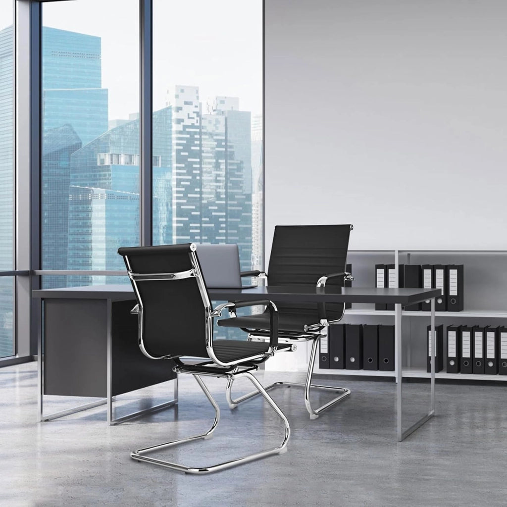Set di 2 Sedie da Ufficio Ergonomica, Sedie per Sala d'Attesa, Sedia da Conferenza, Poltrona Ufficio con Braccioli, Sedia da Ricevimento Moderne, per Scrivania Sala Riunioni, Portata 120 kg