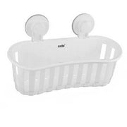 Trade Shop - Cesto Contenitore Porta Oggetti A Ventosa Bianco Accessori Bagno 30x10cm 59553 -