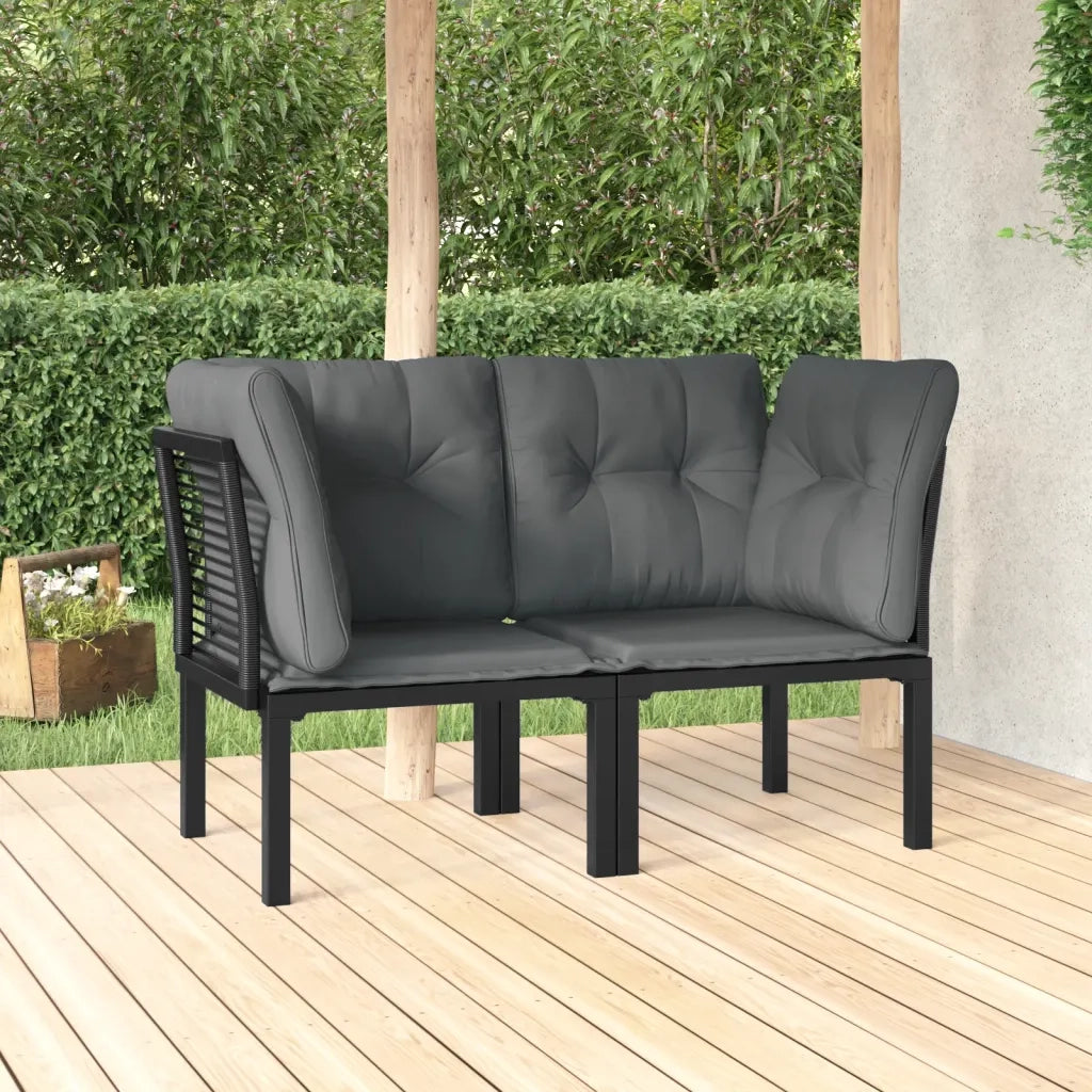 Poltrone Angolari Giardino Cuscini 2 pz Polyrattan Nero e Grigio CFW5853569