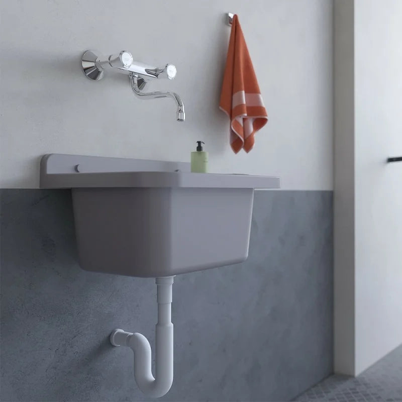 Pilozzo sospeso grigio 50x34 cm per esterno in resina con portasapone