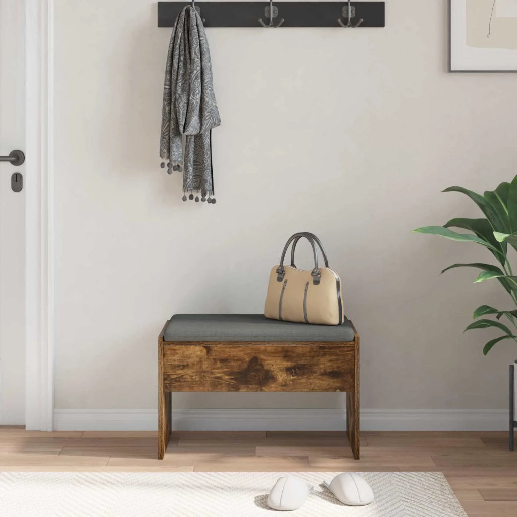 Panca per ingresso con cuscino Rovere fumé 63 x 38 x 40 cm 891548