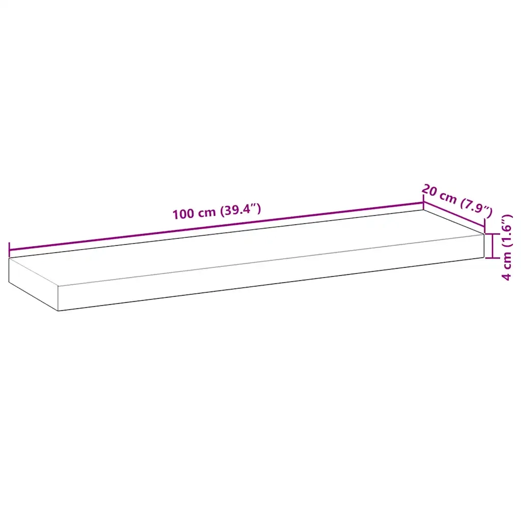 vidaXL Mensole da Parete 2 pz 100x20x4 cm Legno Acacia Non Trattato
