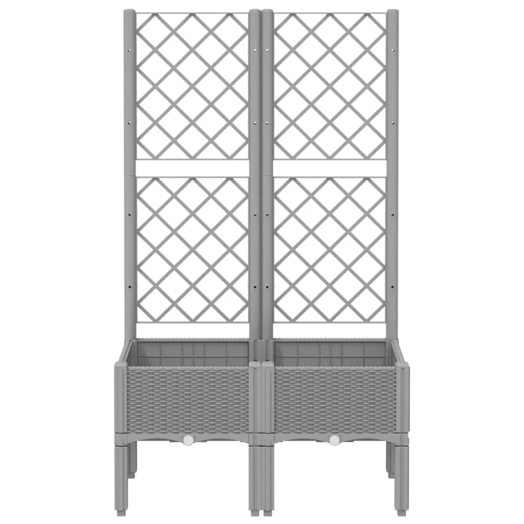 Fioriera rialzata per piante fiori e terrazze con traliccio grigio chiaro 80 x 40 x 142 cm PP grigio 02_0038362