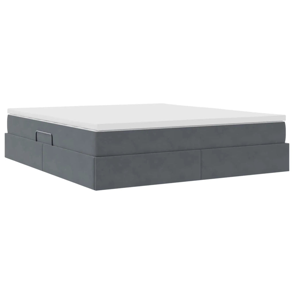 Letto con contenitore e materasso Grigio scuro 180 x 200 cm
