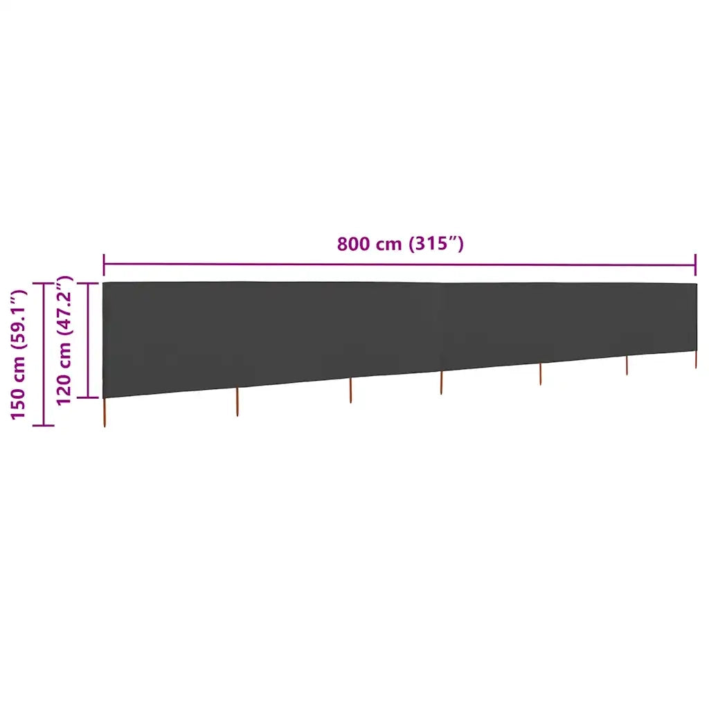 Paravento a 6 Pannelli in Tessuto 800x120 cm Antracite CFW8085173