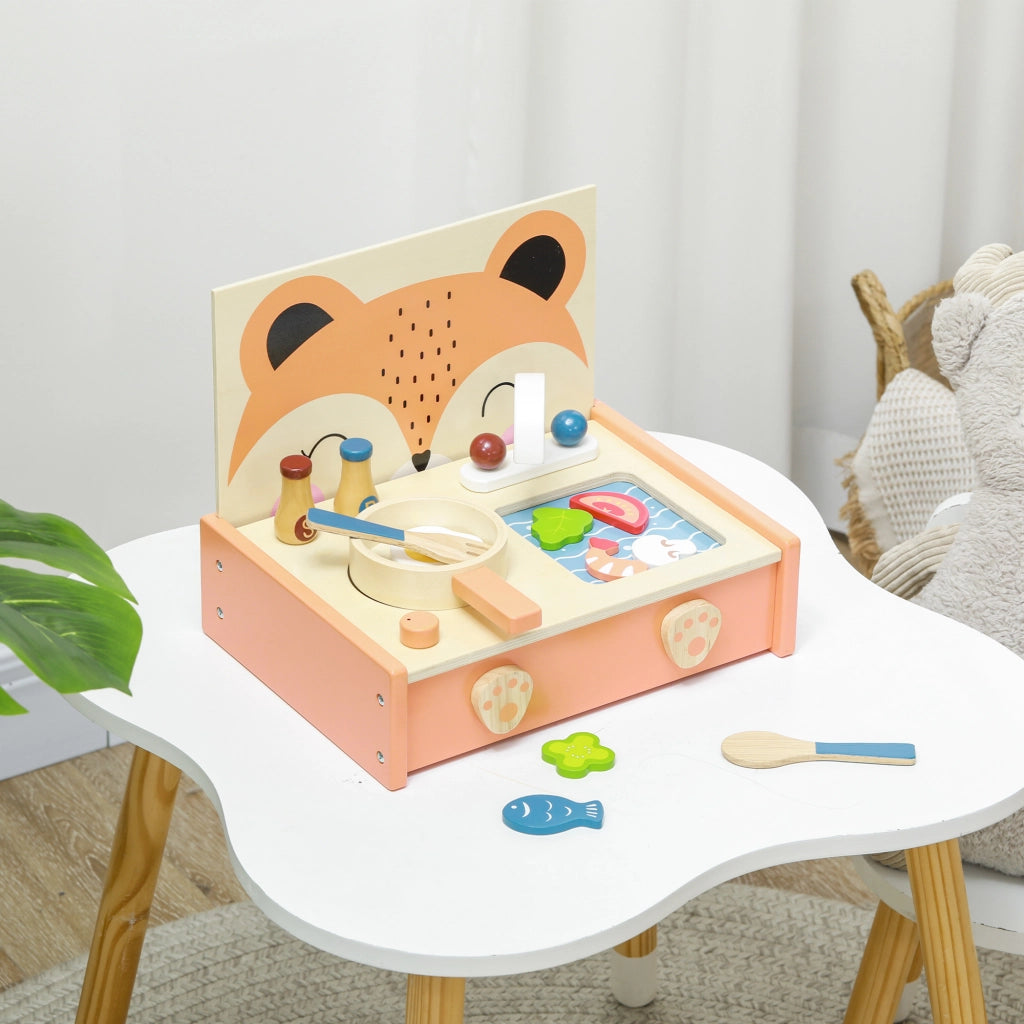 Cucina Giocattolo in Legno per Bambini con 12 Accessori ¨C zephmum ¨C Naturale