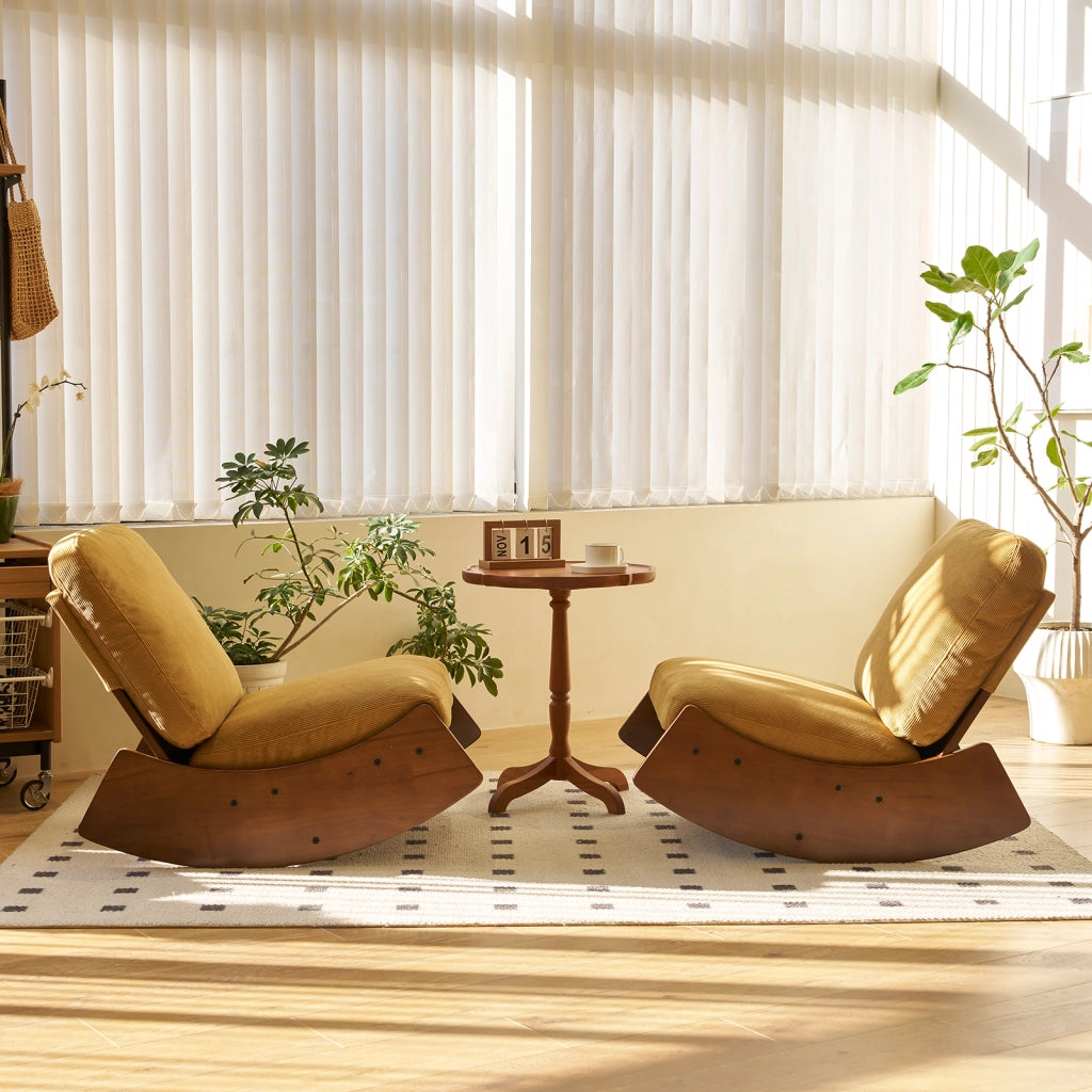 Poltrona a Dondolo Imbottita ¨C MINIMAL ¨C Tessuto, Struttura in Legno