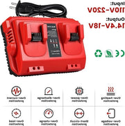 Caricabatterie Portatile per Batterie 18V M18 Compatibile con Ricaricatore 48-59-1812 48-59-1802 48-59-1804 Caricabatterie Multiuso Compatibile con Batterie Milwaukee
