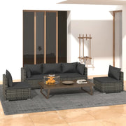Set Divani da Giardino 5 pz con Cuscini in Polyrattan Grigio cod mxl 40451