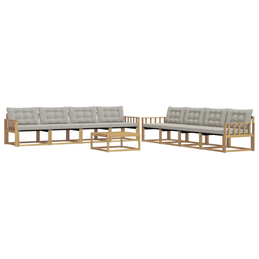 Set di divani da esterno 9 pcs Bianco e Grigio Chiaro 3388537