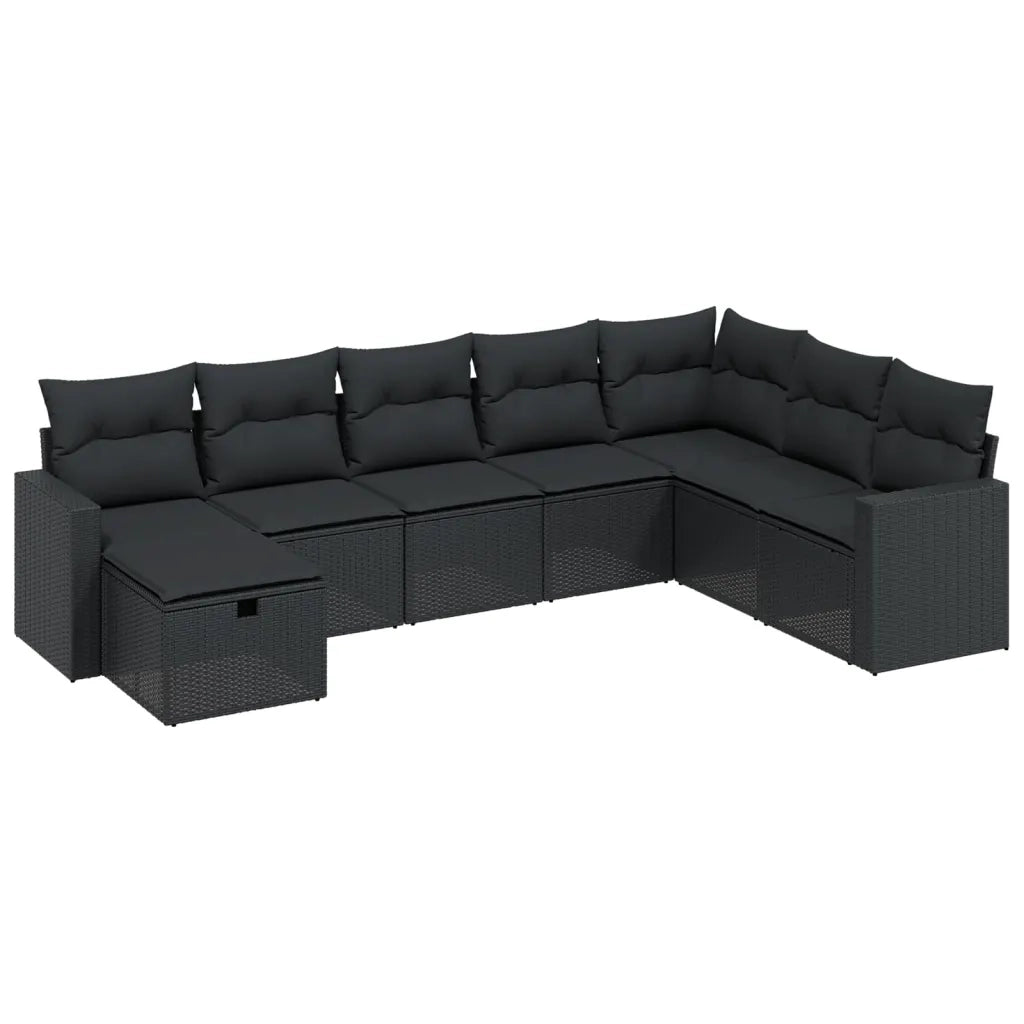 Set Divani da Giardino con Cuscini 8 pz Nero in Polyrattancod mxl 89694