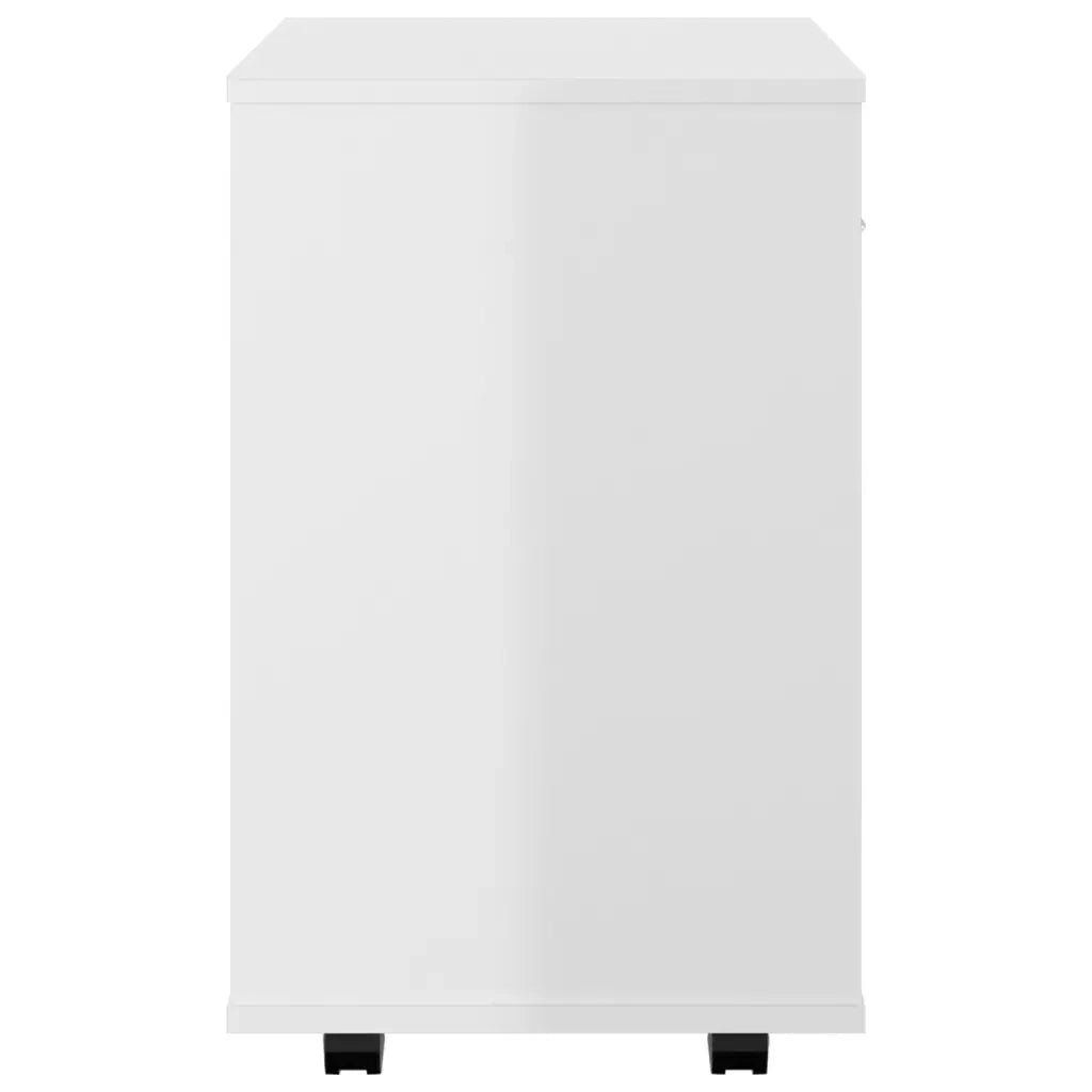 Mobiletto con Ruote Bianco Lucido 46x36x59 cm Legno Multistrato 808473