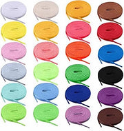 Viti Elastiche per Scarpe a 24 pezzi - Lunghezza 120 cm - Multicolore - Flessibili - Materiale Polyester/Nylon - Cerniere per Scarpe