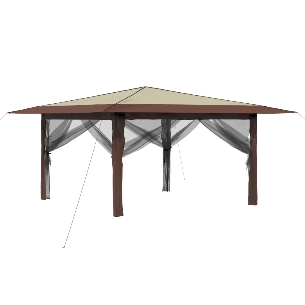 Gazebo con 4 Pareti Laterali 4 x 4 m Crema e Marrone 42036820