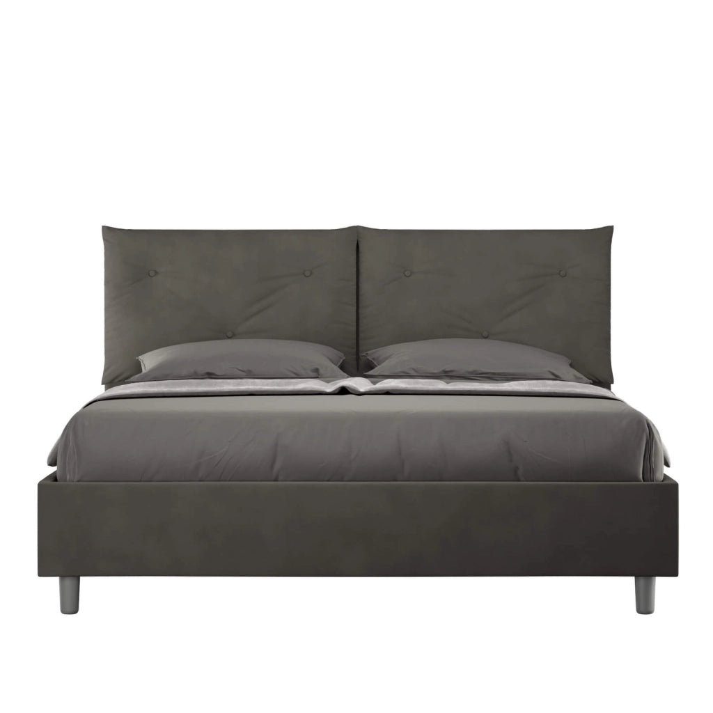 Letto matrimoniale senza rete imbottito 160x190 microfibra grigio Appia