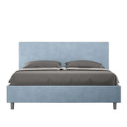BS COM Letto queen size con rete imbottito 150x200 microfibra azzurro