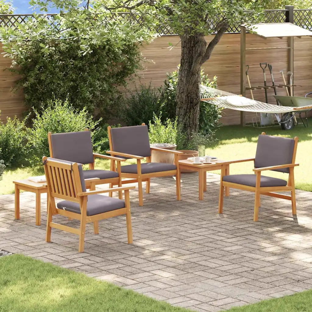 Set Divano da Giardino 6 pcs Marrone Legno di Acacia Massello 3331816